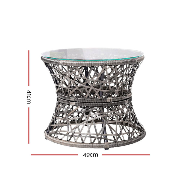 Gardeon Papasan Chair and Side Table Set- Grey freeshipping - Awezingly