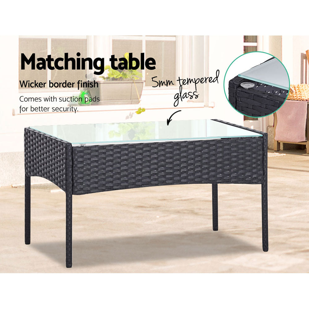 Gardeon Outdoor Furniture Rattan Set Chair Table Dark Grey 4pc freeshipping - Awezingly