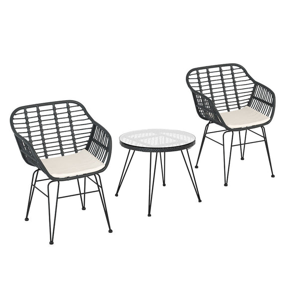 Gardeon Outdoor Furniture Lounge Setting 3-Piece Bistro Set Table Chairs Patio Gardeon