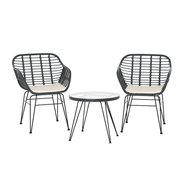 Gardeon Outdoor Furniture Lounge Setting 3-Piece Bistro Set Table Chairs Patio Gardeon