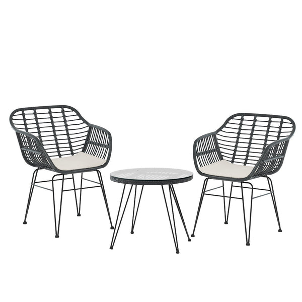 Gardeon Outdoor Furniture Lounge Setting 3-Piece Bistro Set Table Chairs Patio Gardeon