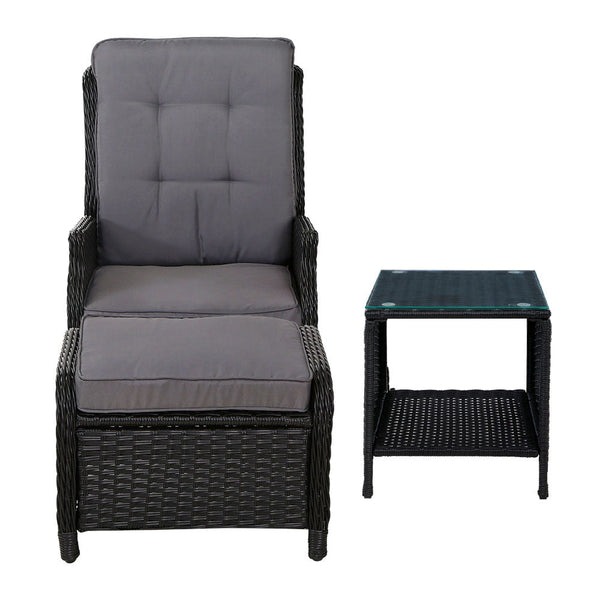 Gardeon Recliner Chairs Sun lounge Setting Outdoor Furniture Patio Garden Wicker Gardeon