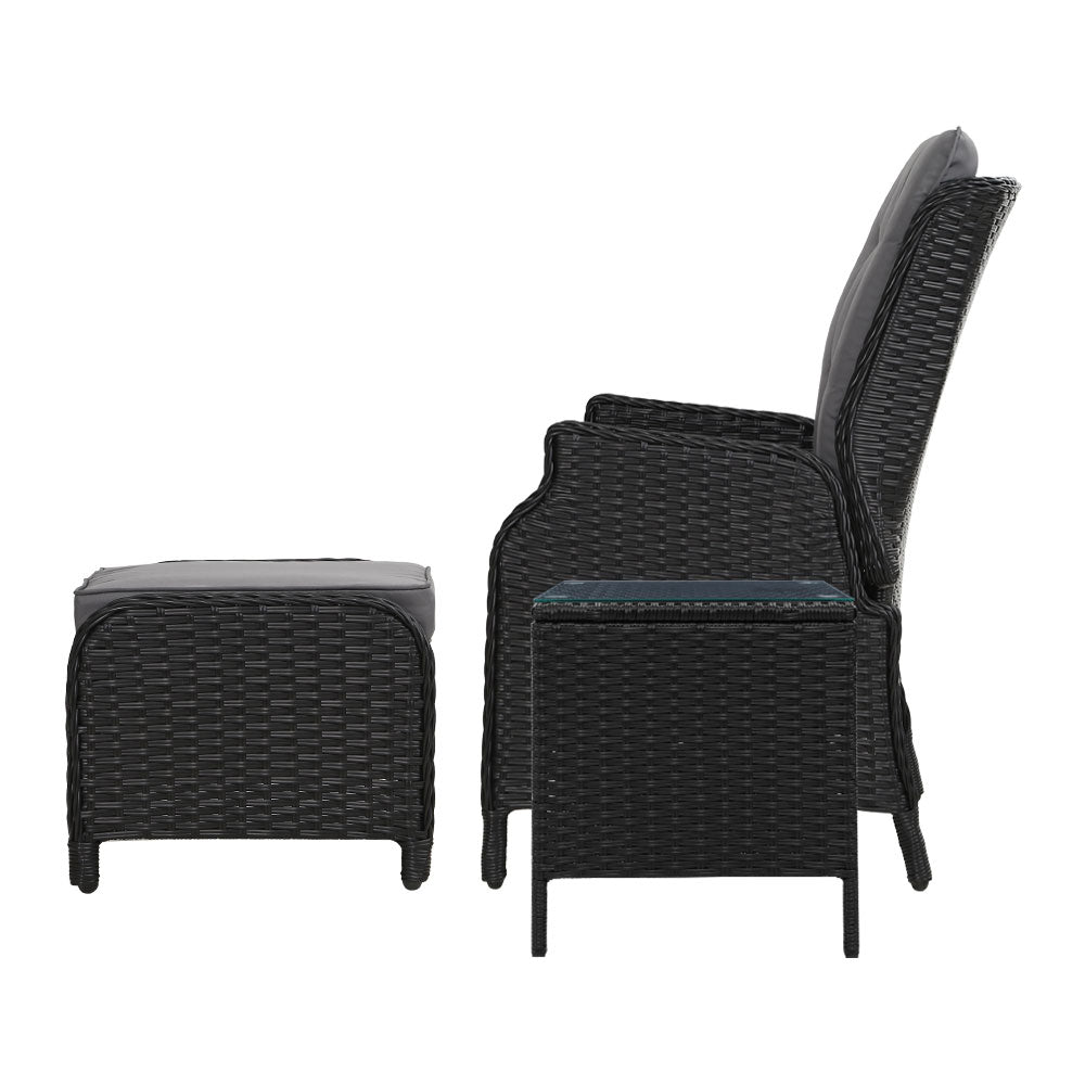 Gardeon Recliner Chairs Sun lounge Setting Outdoor Furniture Patio Garden Wicker Gardeon