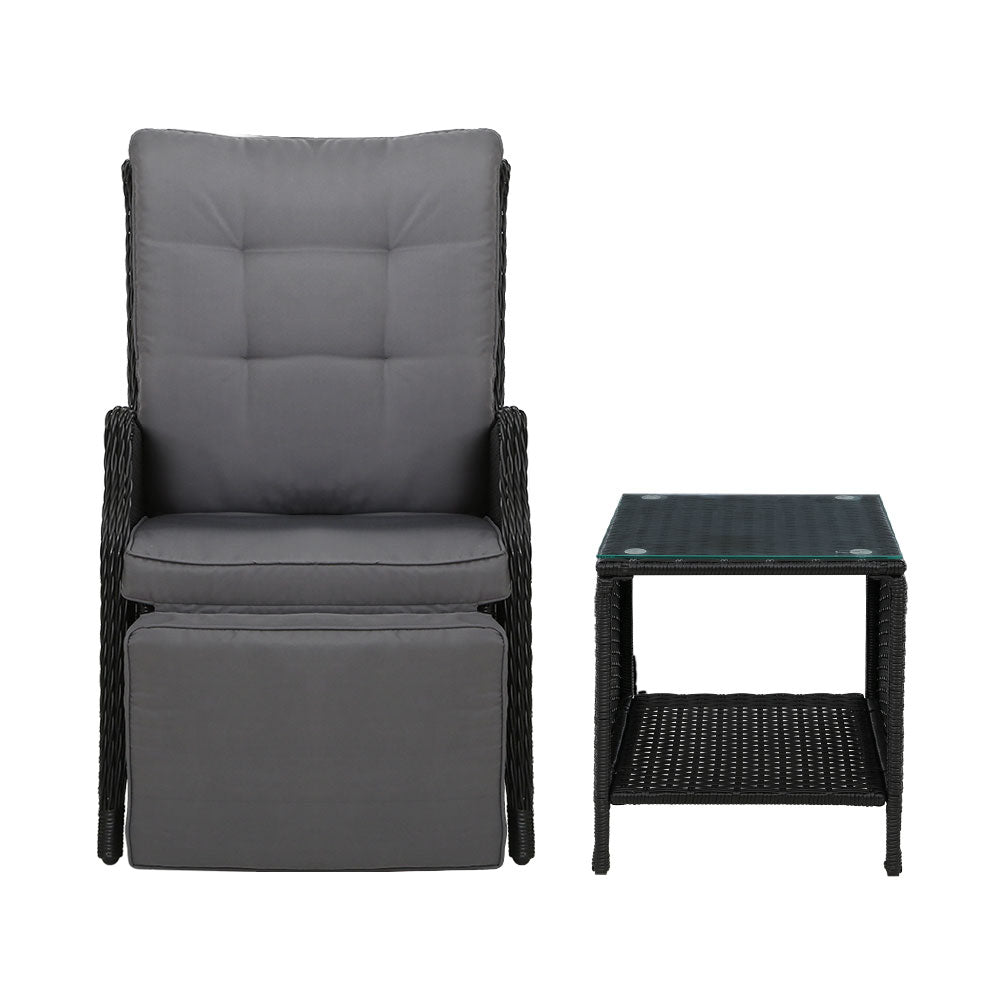 Gardeon Recliner Chairs Sun lounge Setting Outdoor Furniture Patio Wicker Sofa Gardeon