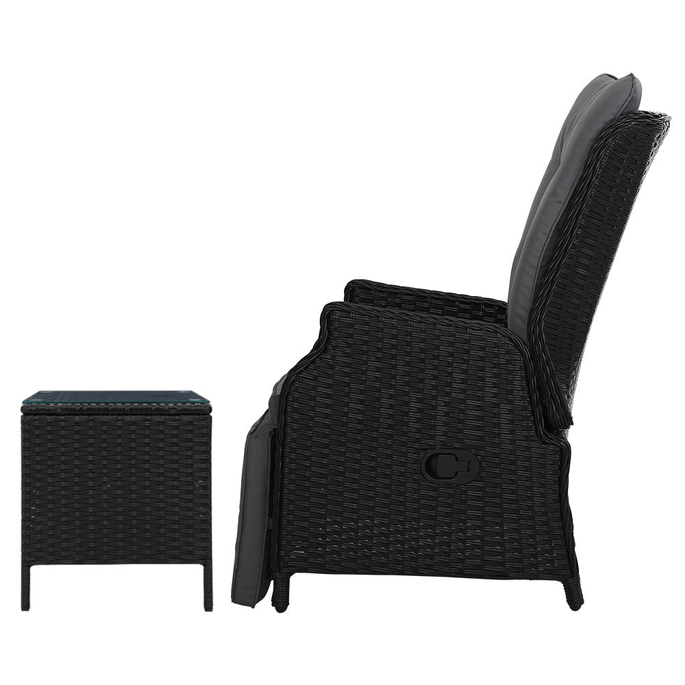 Gardeon Recliner Chairs Sun lounge Setting Outdoor Furniture Patio Wicker Sofa Gardeon