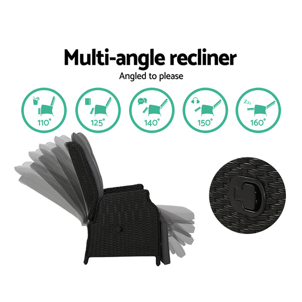 Gardeon Recliner Chair Sun lounge Setting Outdoor Furniture Patio Wicker Sofa freeshipping - Awezingly