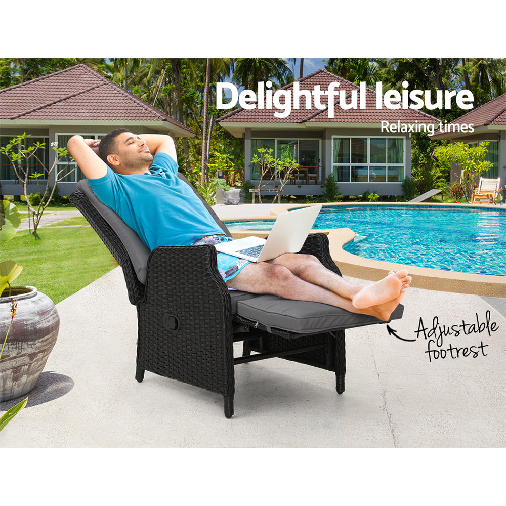 Gardeon Recliner Chair Sun lounge Setting Outdoor Furniture Patio Wicker Sofa freeshipping - Awezingly
