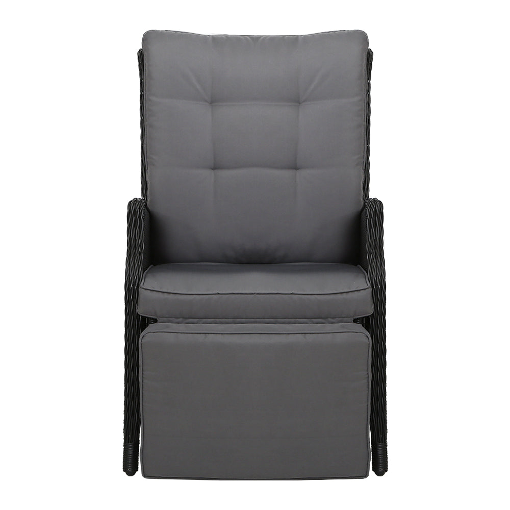 Gardeon Recliner Chairs Sun lounge Outdoor Furniture Setting Patio Wicker Sofa Black 2pcs freeshipping - Awezingly