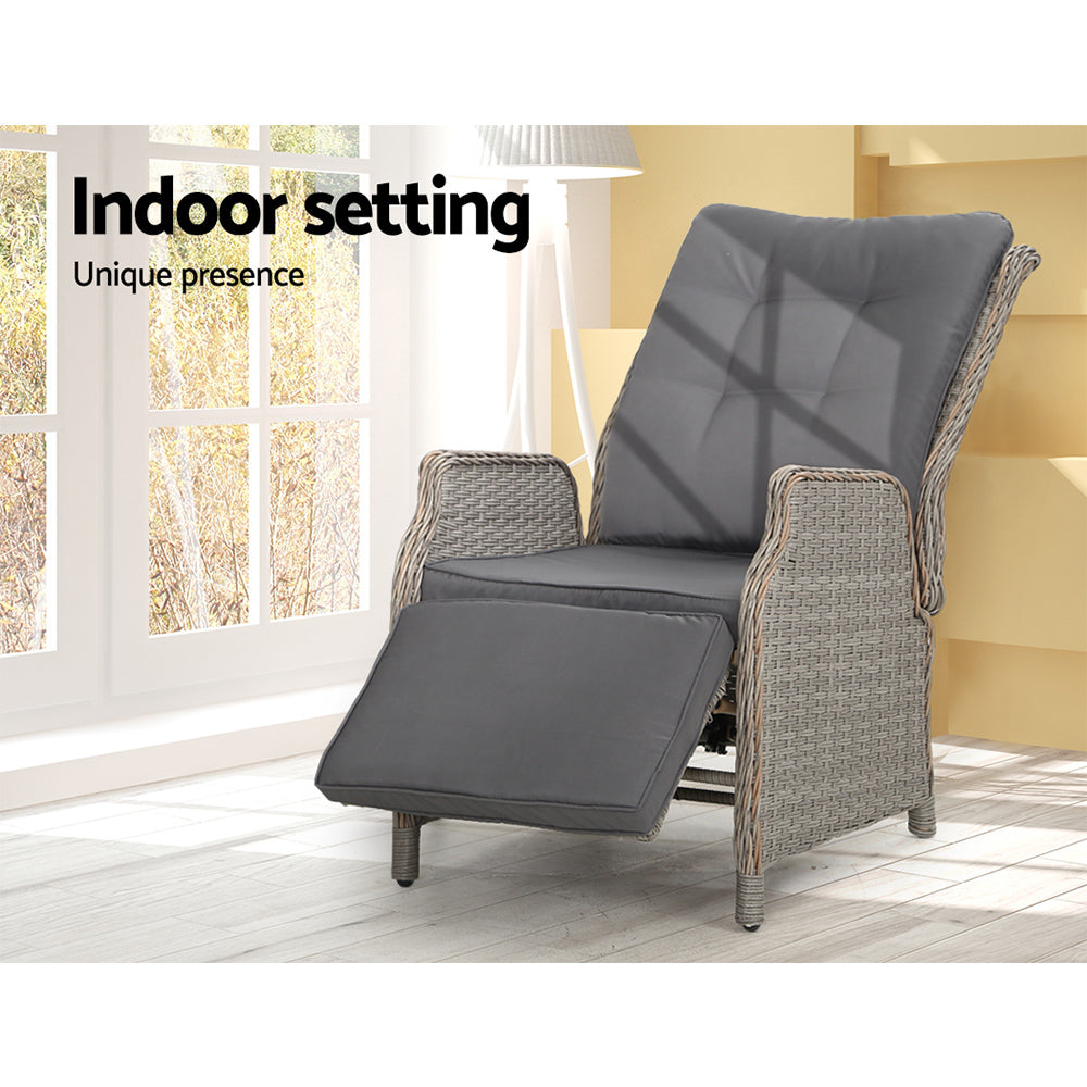 Gardeon Sun lounge Setting Recliner Chair Outdoor Furniture Patio Wicker Sofa freeshipping - Awezingly