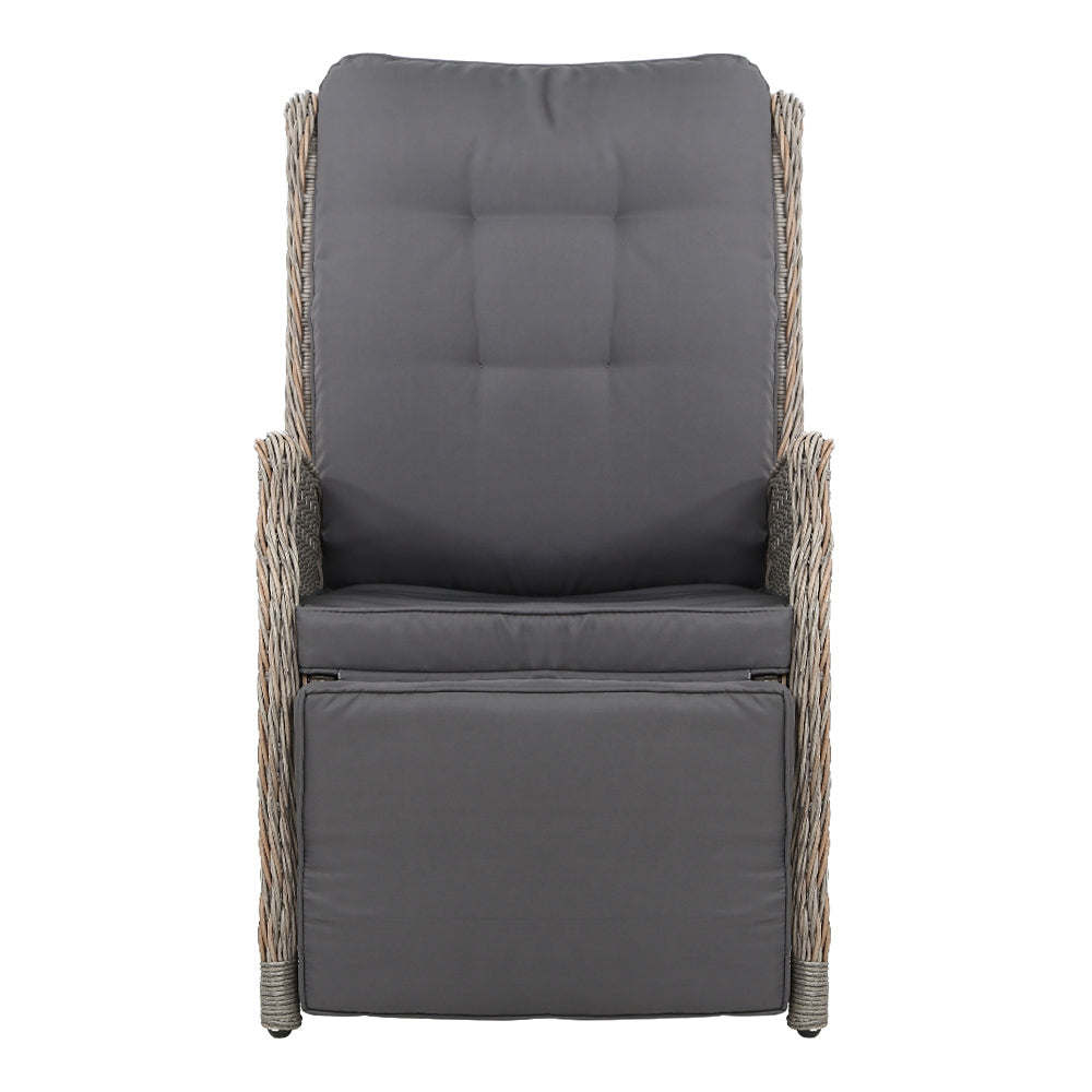 Gardeon Recliner Chairs Sun lounge Outdoor Furniture Setting Patio Wicker Sofa Grey 2pcs freeshipping - Awezingly