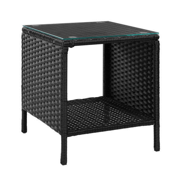 Gardeon Side Table Coffee Patio Outdoor Furniture Rattan Desk Indoor Garden Black Gardeon