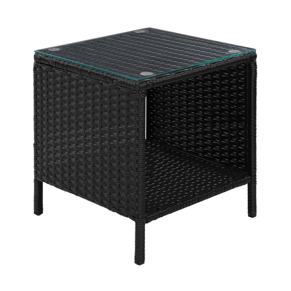 Gardeon Side Table Coffee Patio Outdoor Furniture Rattan Desk Indoor Garden Black Gardeon