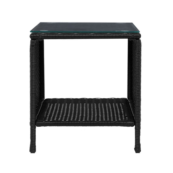 Gardeon Side Table Coffee Patio Outdoor Furniture Rattan Desk Indoor Garden Black Gardeon