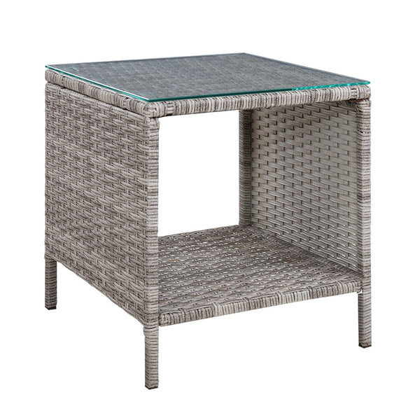 Gardeon Side Table Coffee Patio Outdoor Furniture Rattan Desk Indoor Garden Grey Gardeon