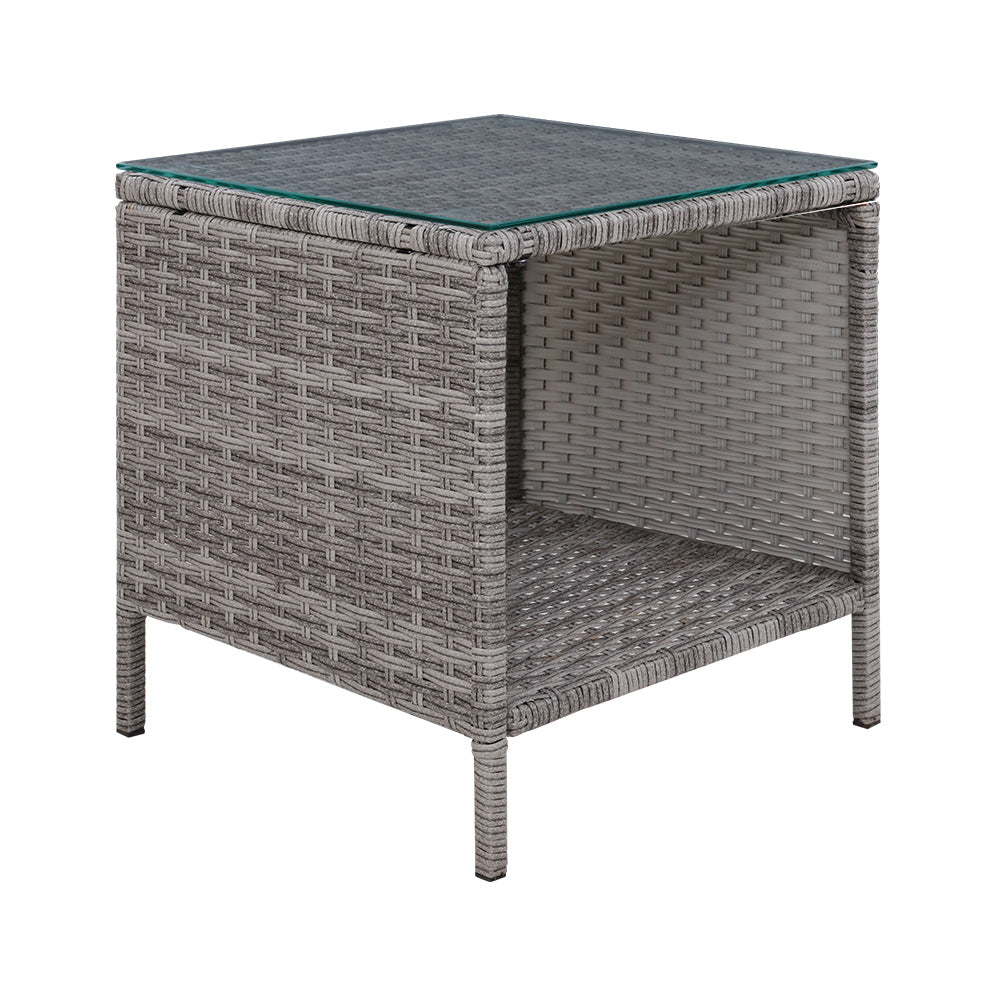 Gardeon Side Table Coffee Patio Outdoor Furniture Rattan Desk Indoor Garden Grey Gardeon