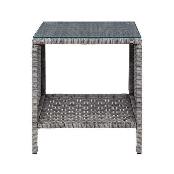 Gardeon Side Table Coffee Patio Outdoor Furniture Rattan Desk Indoor Garden Grey Gardeon