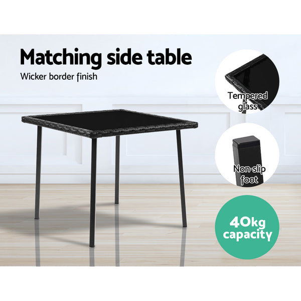 Gardeon 3 Piece Outdoor Chair Rocking Set - Black freeshipping - Awezingly