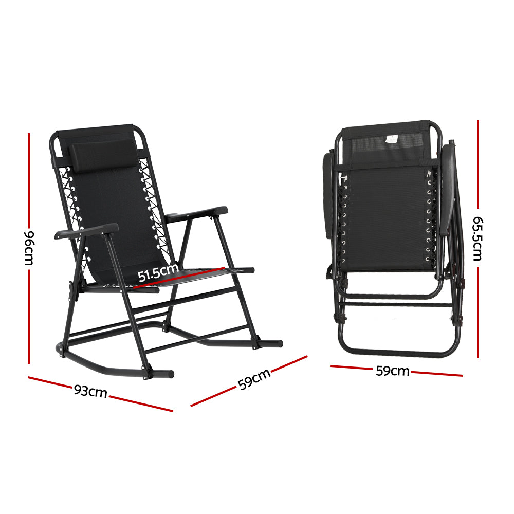 Gardeon Outdoor Rocking Chair Folding Reclining Recliner Patio Furniture Garden Gardeon