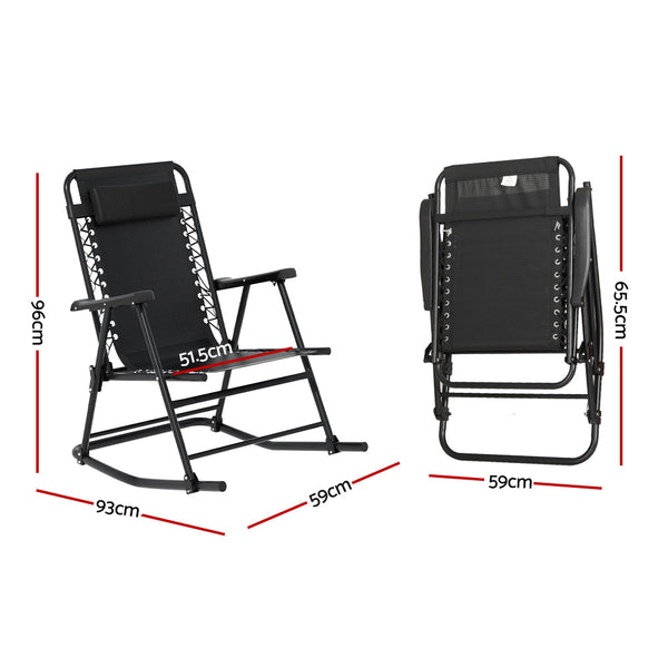 Gardeon Outdoor Rocking Chair Folding Reclining Recliner Patio Furniture Garden Gardeon