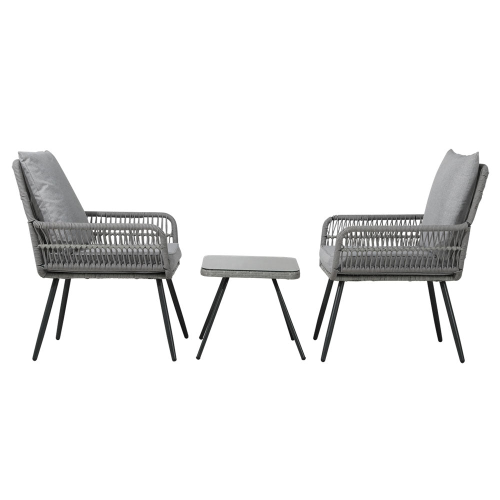 Gardeon Outdoor Furniture 3-Piece Lounge Setting Chairs Table Bistro Set Patio Gardeon