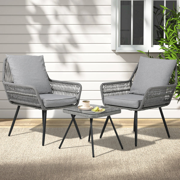 Gardeon Outdoor Furniture 3-Piece Lounge Setting Chairs Table Bistro Set Patio Gardeon