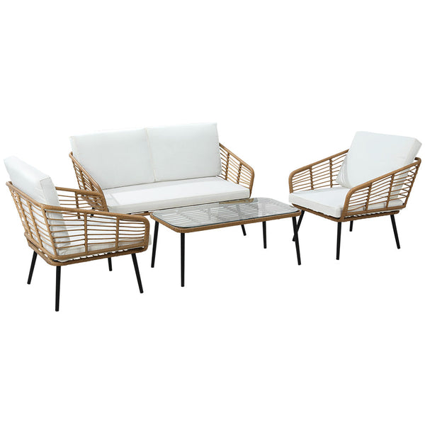 Gardeon Outdoor Furniture Sofa Set 4 Piece Rattan Lounge Set Table Chairs Gardeon