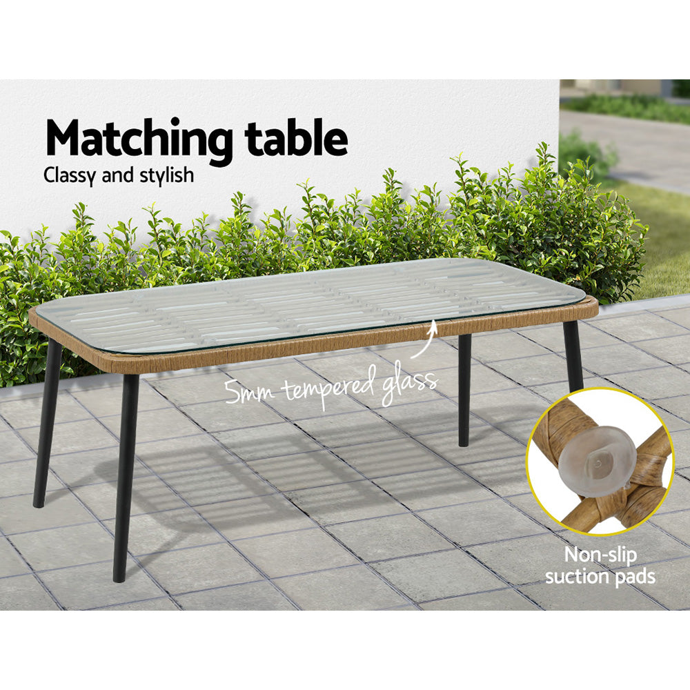 Gardeon Outdoor Furniture Sofa Set 4 Piece Rattan Lounge Set Table Chairs Gardeon