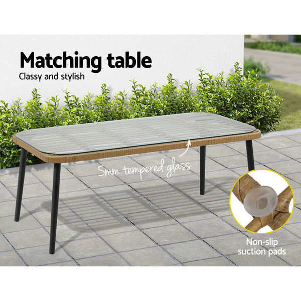 Gardeon Outdoor Furniture Sofa Set 4 Piece Rattan Lounge Set Table Chairs Gardeon