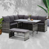 Gardeon Outdoor Furniture Dining Setting Sofa Set Wicker 8 Seater Storage Cover Black