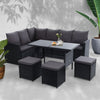 Gardeon Outdoor Furniture Dining Setting Sofa Set Lounge Wicker 9 Seater Black