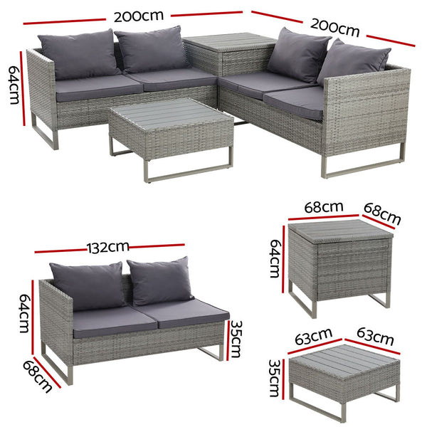 Gardeon Outdoor Sofa Furniture Garden Couch Lounge Set Patio Wicker Table Chairs Gardeon