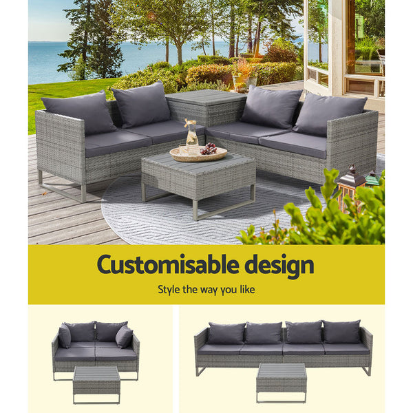 Gardeon Outdoor Sofa Furniture Garden Couch Lounge Set Patio Wicker Table Chairs Gardeon