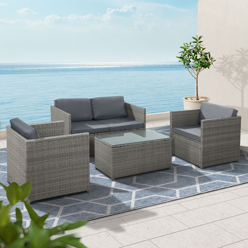 Gardeon Outdoor Furniture Sofa Set 4-Seater Wicker Lounge Setting Table Chairs Gardeon
