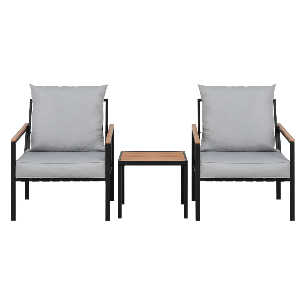 Gardeon Outdoor Furniture 3pcs Lounge Setting Bistro Set Chairs Table Patio Gardeon