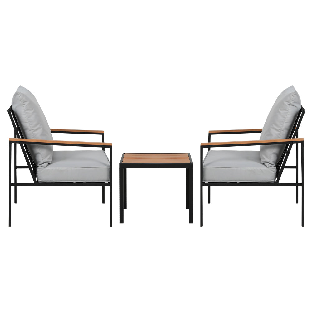 Gardeon Outdoor Furniture 3pcs Lounge Setting Bistro Set Chairs Table Patio Gardeon