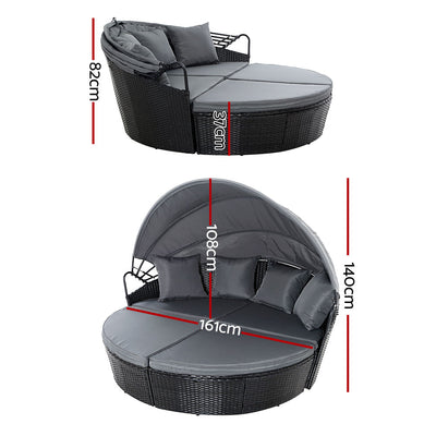 Outdoor Lounge Setting Patio Furniture Sofa Wicker Garden Rattan Set Black