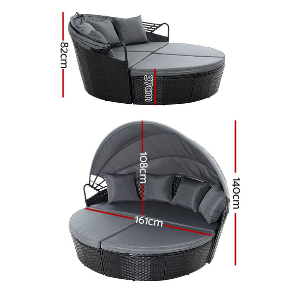 Outdoor Lounge Setting Patio Furniture Sofa Wicker Garden Rattan Set Black freeshipping - Awezingly