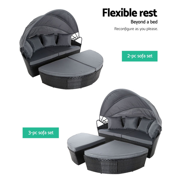 Outdoor Lounge Setting Patio Furniture Sofa Wicker Garden Rattan Set Black freeshipping - Awezingly