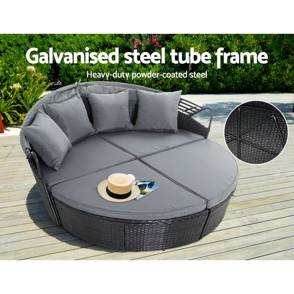 Outdoor Lounge Setting Patio Furniture Sofa Wicker Garden Rattan Set Black freeshipping - Awezingly