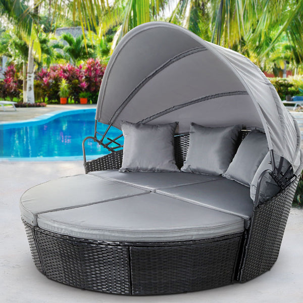 Outdoor Lounge Setting Patio Furniture Sofa Wicker Garden Rattan Set Black freeshipping - Awezingly
