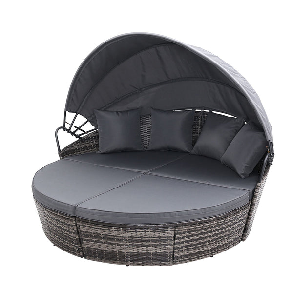 Outdoor Lounge Setting Patio Furniture Sofa Wicker Garden Rattan Cushion Grey freeshipping - Awezingly