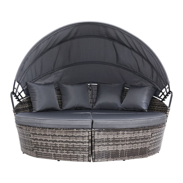 Outdoor Lounge Setting Patio Furniture Sofa Wicker Garden Rattan Cushion Grey freeshipping - Awezingly