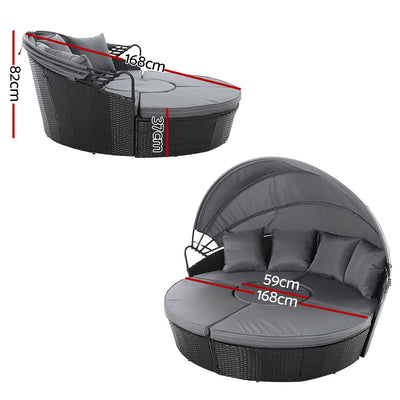 Outdoor Lounge Setting Patio Furniture Sofa Wicker Rattan Garden Chairs Black