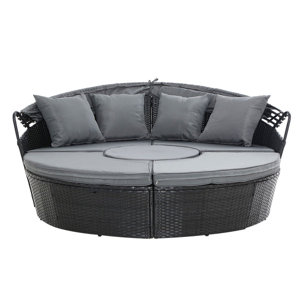 Outdoor Lounge Setting Patio Furniture Sofa Wicker Rattan Garden Chairs Black freeshipping - Awezingly