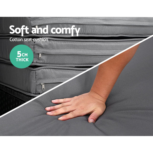 Outdoor Lounge Setting Patio Furniture Sofa Wicker Rattan Garden Chairs Black freeshipping - Awezingly