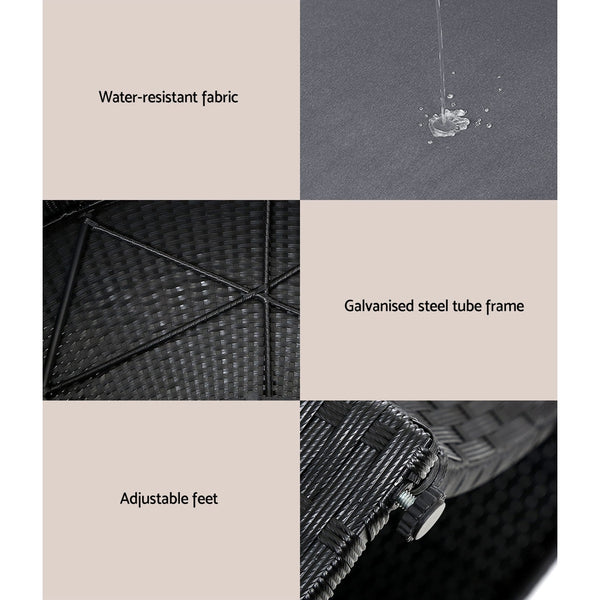 Outdoor Lounge Setting Patio Furniture Sofa Wicker Rattan Garden Chairs Black freeshipping - Awezingly