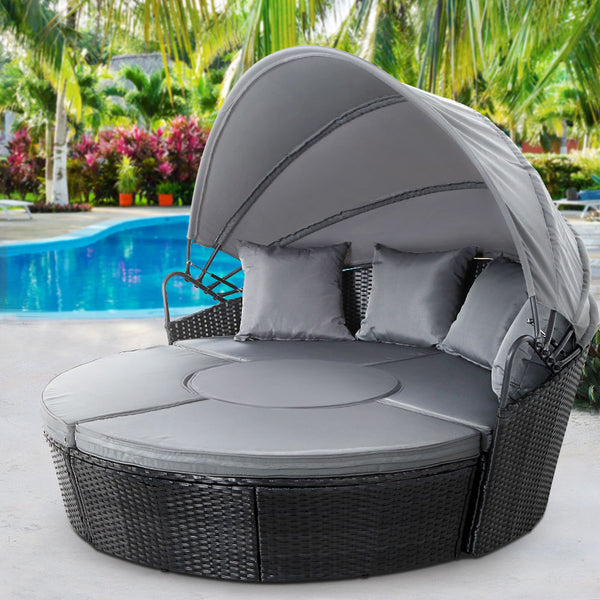 Outdoor Lounge Setting Patio Furniture Sofa Wicker Rattan Garden Chairs Black freeshipping - Awezingly
