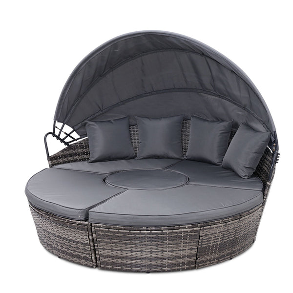 Outdoor Lounge Setting Patio Furniture Sofa Wicker Rattan Garden Set Table Grey freeshipping - Awezingly