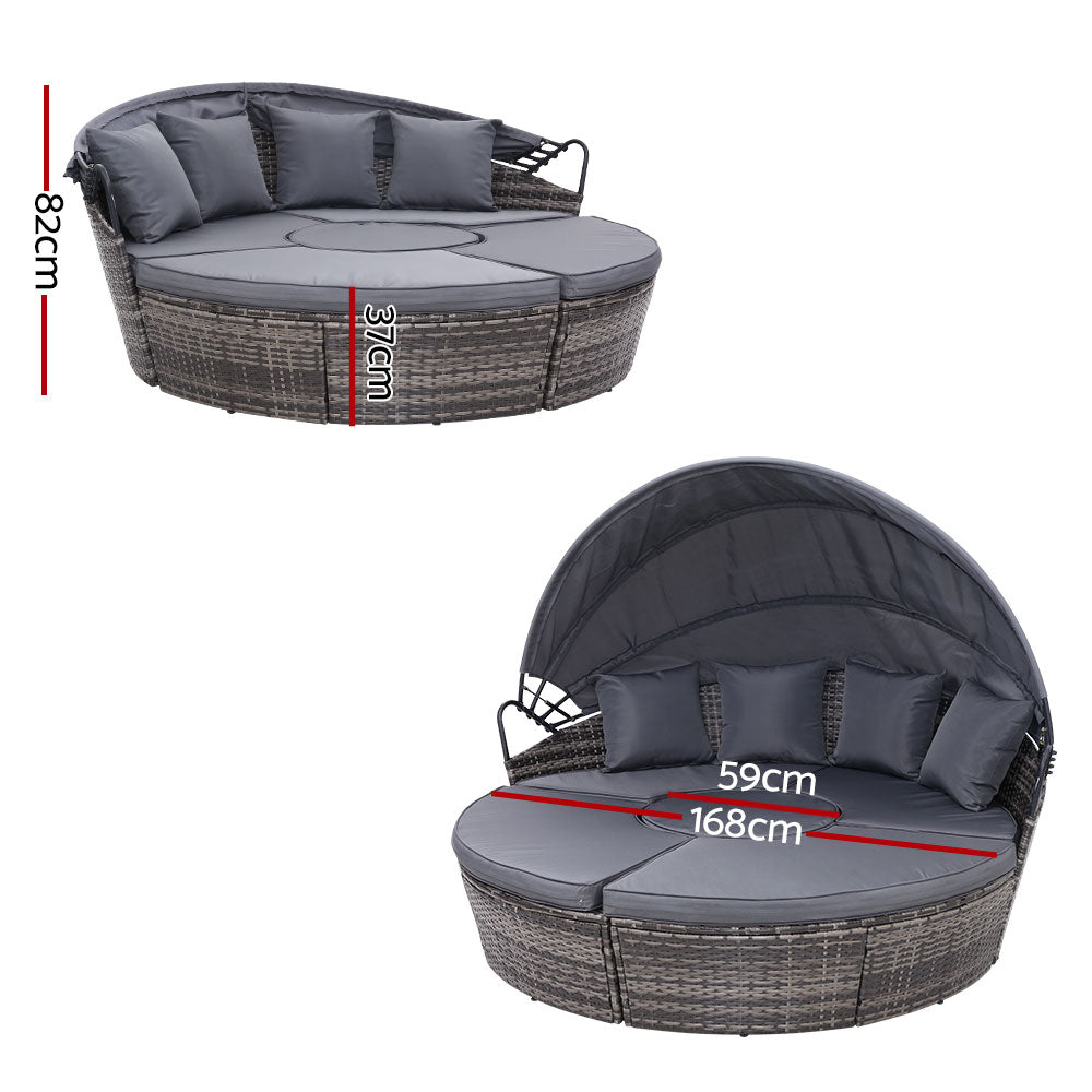 Outdoor Lounge Setting Patio Furniture Sofa Wicker Rattan Garden Set Table Grey freeshipping - Awezingly
