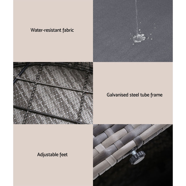 Outdoor Lounge Setting Patio Furniture Sofa Wicker Rattan Garden Set Table Grey freeshipping - Awezingly